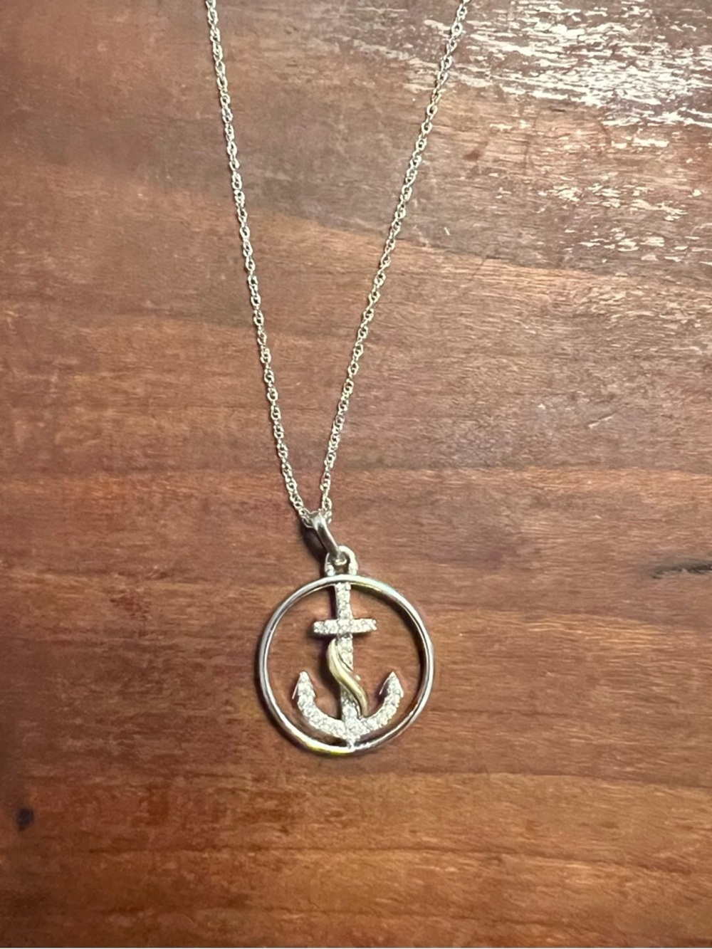 Sterling Silver Anchor Pendant Necklace Mixed Metal 18” Chain Nautical NWT #591 - Picture 4 of 6